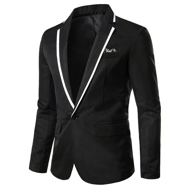 Herren nan einreihiges Abend-Sakko mit kontrastpaspel, Schalkragen-Optik und tailliertem Slim-Fit Echo Archiv