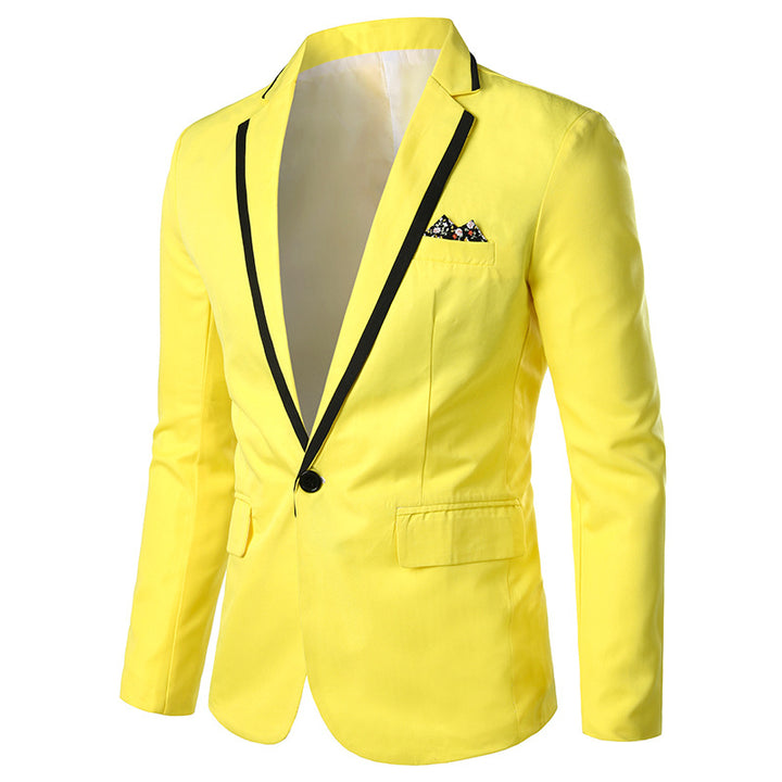 Herren nan einreihiges Abend-Sakko mit kontrastpaspel, Schalkragen-Optik und tailliertem Slim-Fit Echo Archiv