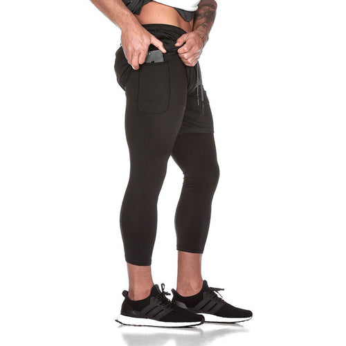 Herren Trainingsshorts mit integrierten Leggings und elastischem Bund Echoarchiv