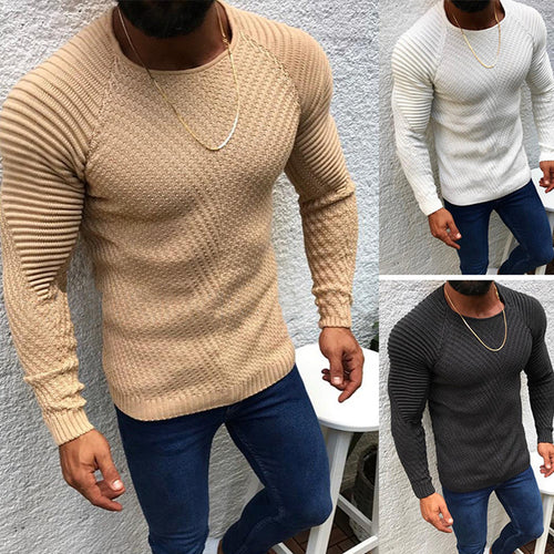 Herren nan strukturierter Slim-Fit Raglanpullover aus feinem Rippen- und Waffelstrick Echo Archiv