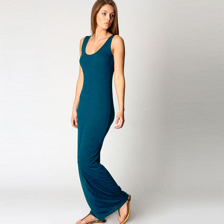 Damen Maxikleid Aus Weichem Jersey mit Tiefem Rundhalsausschnitt Echoarchiv