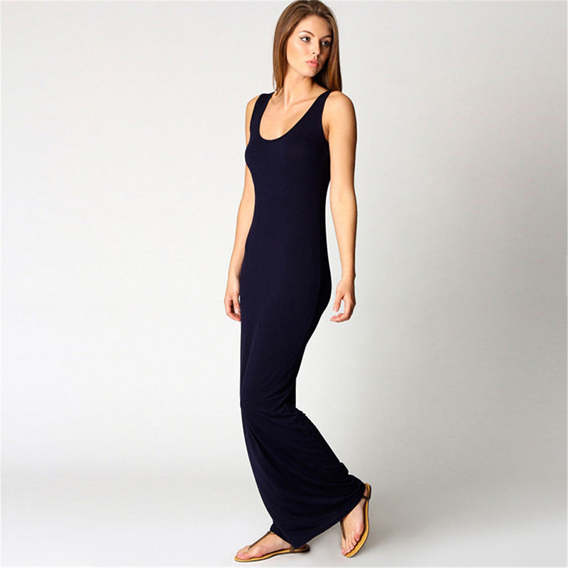 Damen Maxikleid Aus Weichem Jersey mit Tiefem Rundhalsausschnitt Echoarchiv