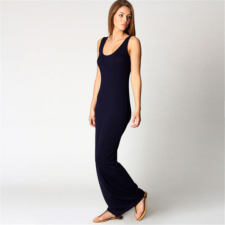 Damen Maxikleid Aus Weichem Jersey mit Tiefem Rundhalsausschnitt Echoarchiv