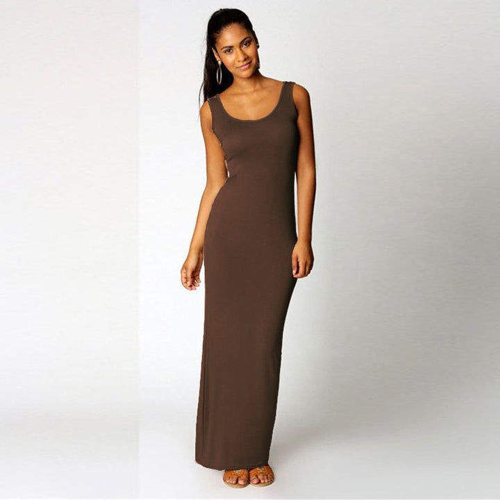 Damen Maxikleid Aus Weichem Jersey mit Tiefem Rundhalsausschnitt Echoarchiv