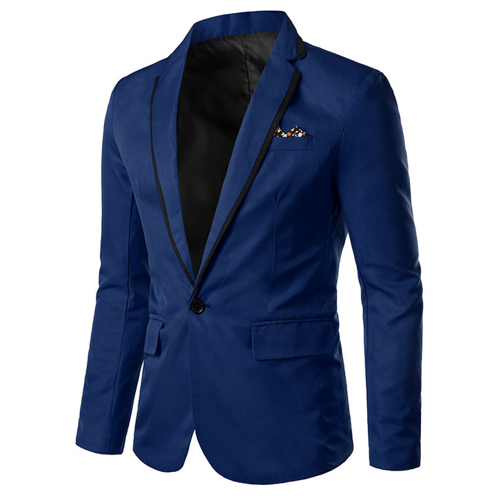 Herren nan einreihiges Abend-Sakko mit kontrastpaspel, Schalkragen-Optik und tailliertem Slim-Fit Echo Archiv