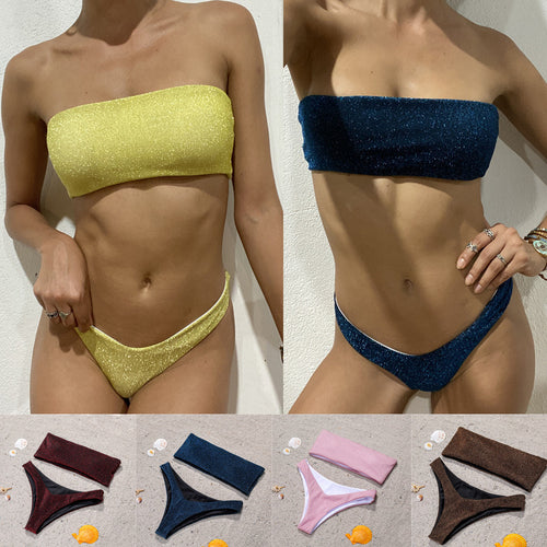 Damen Bandeau-Bikini mit schimmerndem Oberteil Echo Archiv
