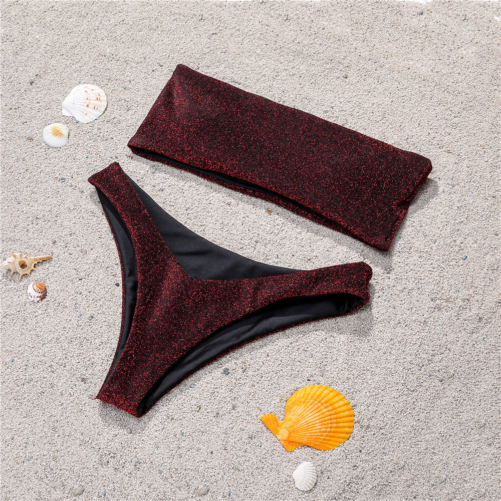 Damen Bandeau-Bikini mit schimmerndem Oberteil Echo Archiv