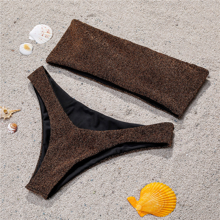 Damen Bandeau-Bikini mit schimmerndem Oberteil Echo Archiv
