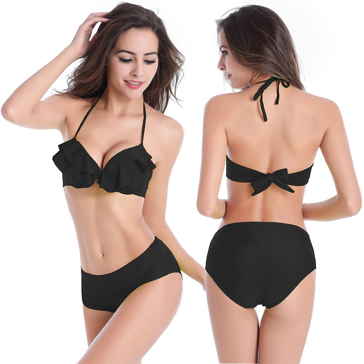 Damen Rüschen-Bikini-Set mit hoher Taille Echo Archiv