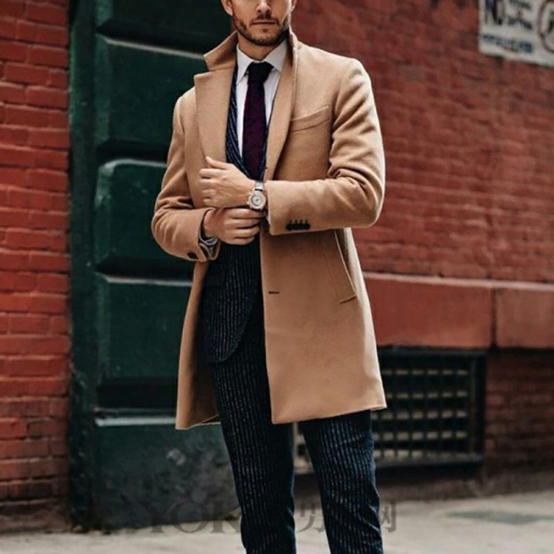 Herren eleganter Wollmantel mit schickem Revers und praktischen Eingrifftaschen Echoarchiv