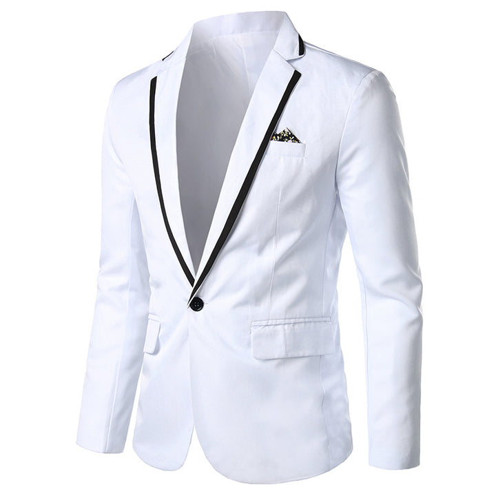 Herren nan einreihiges Abend-Sakko mit kontrastpaspel, Schalkragen-Optik und tailliertem Slim-Fit Echo Archiv