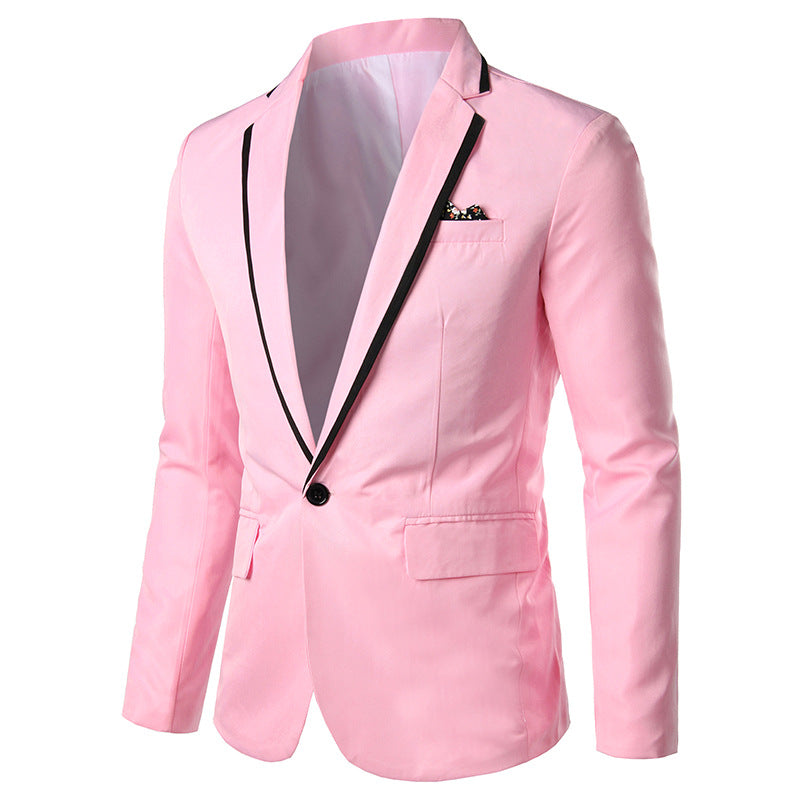 Herren nan einreihiges Abend-Sakko mit kontrastpaspel, Schalkragen-Optik und tailliertem Slim-Fit Echo Archiv