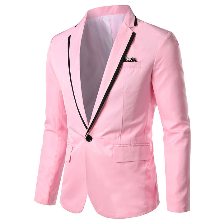 Herren nan einreihiges Abend-Sakko mit kontrastpaspel, Schalkragen-Optik und tailliertem Slim-Fit Echo Archiv