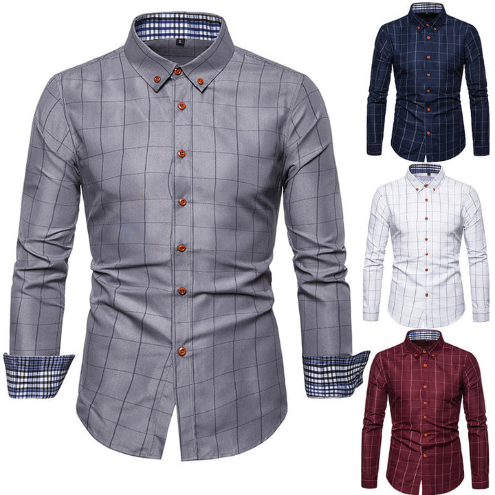 Herren nan tailliertes Businesshemd mit Button-Down-Kragen kariert und kontrastfutter Echo Archiv