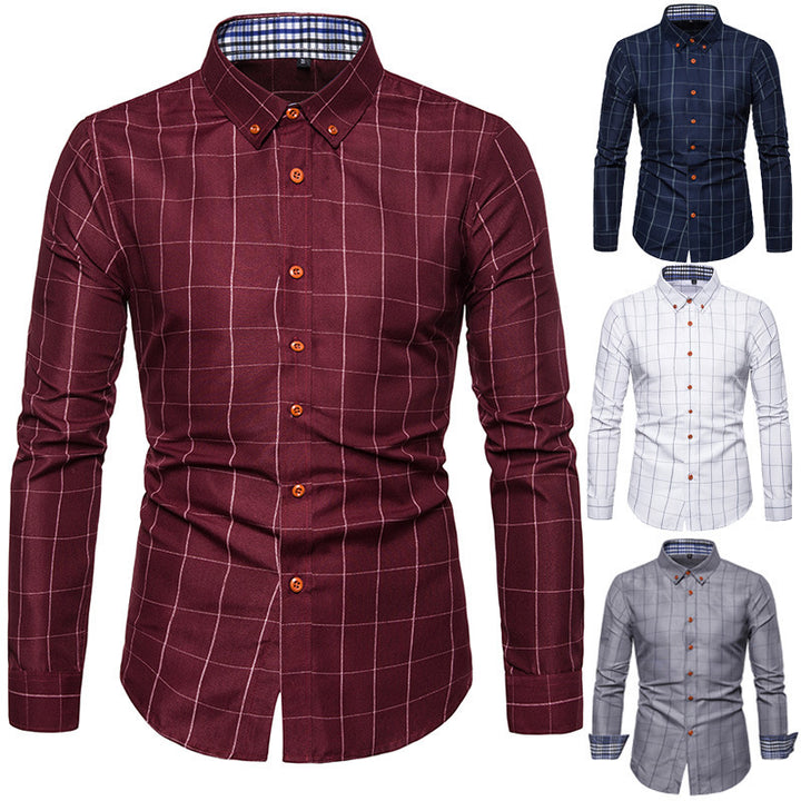 Herren nan tailliertes Businesshemd mit Button-Down-Kragen kariert und kontrastfutter Echo Archiv