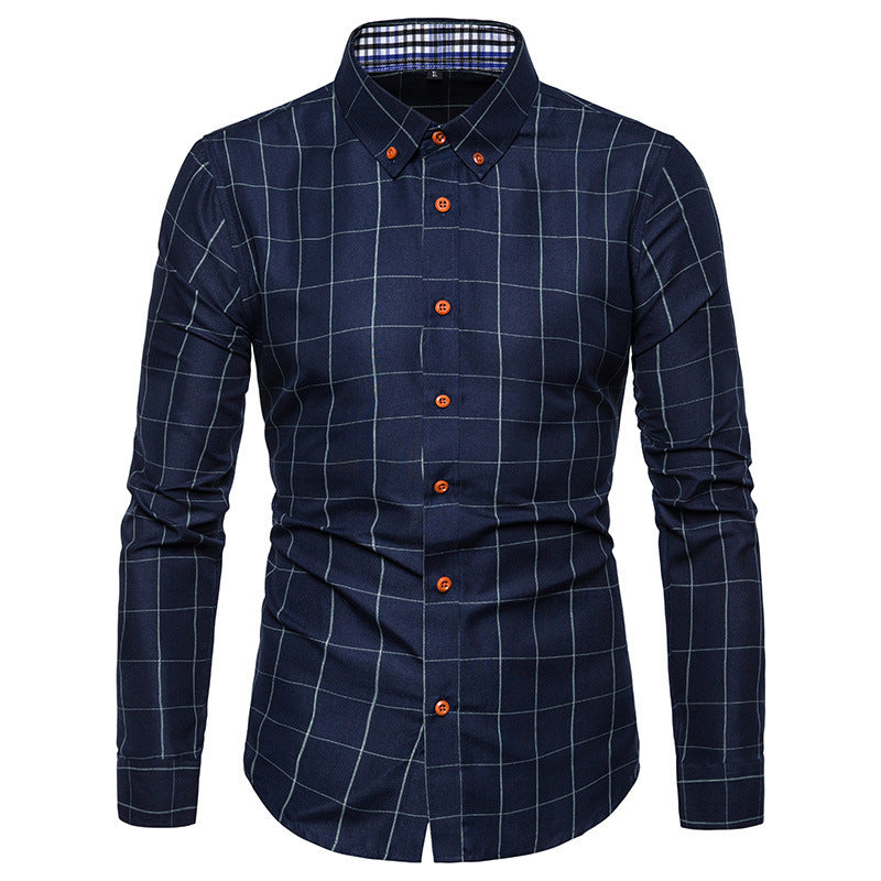 Herren nan tailliertes Businesshemd mit Button-Down-Kragen kariert und kontrastfutter Echo Archiv
