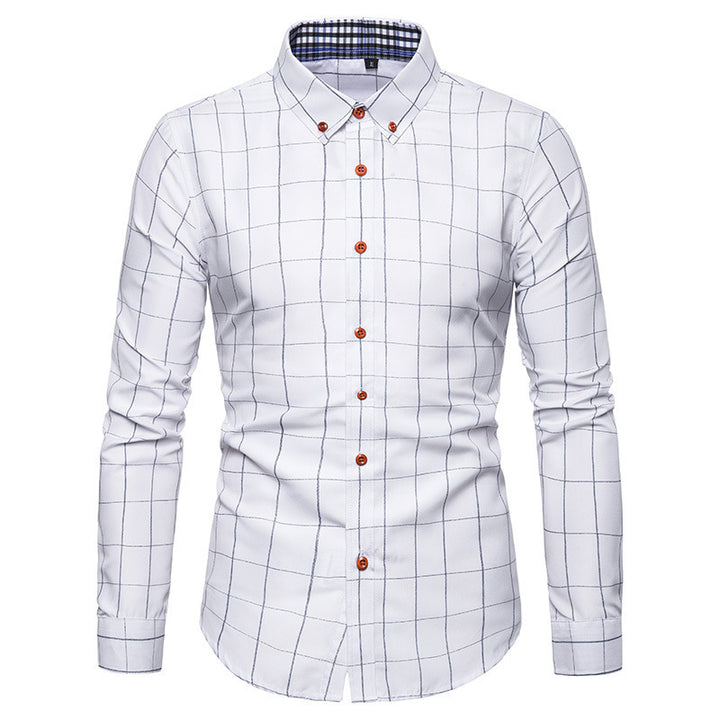 Herren nan tailliertes Businesshemd mit Button-Down-Kragen kariert und kontrastfutter Echo Archiv