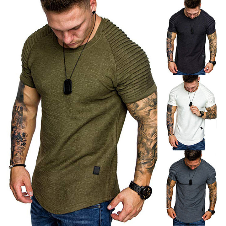 Herren modisches Rundhalsshirt mit strukturierter Schulterpartie Echoarchiv