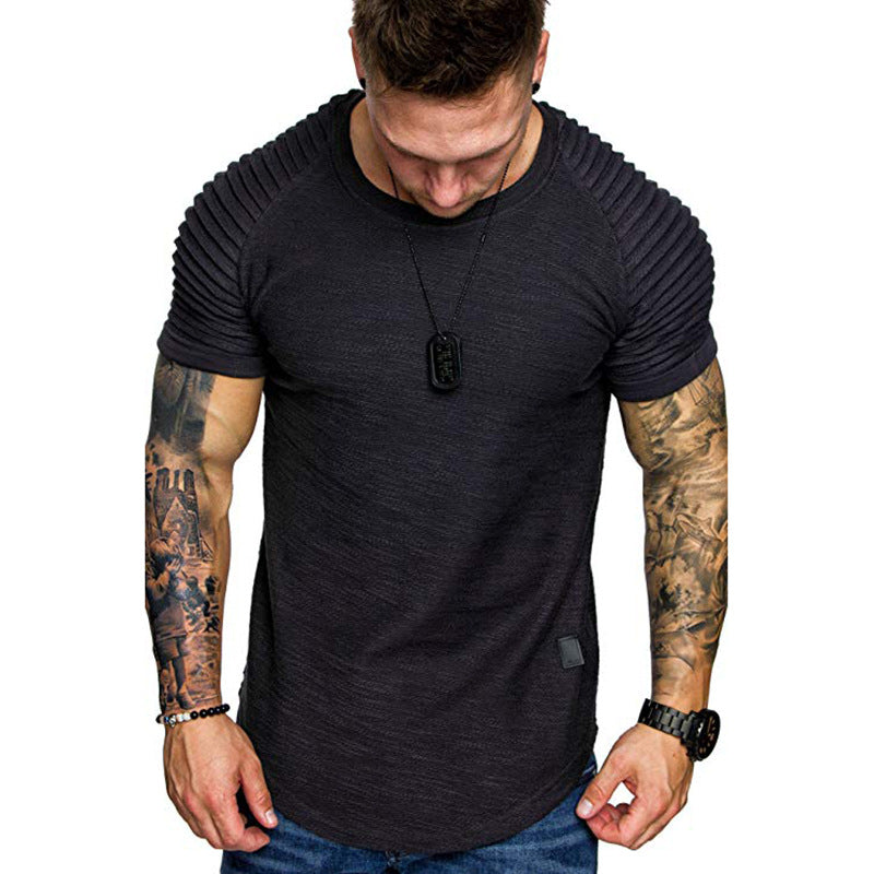 Herren modisches Rundhalsshirt mit strukturierter Schulterpartie Echoarchiv