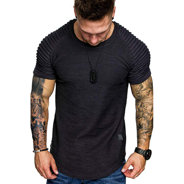 Herren modisches Rundhalsshirt mit strukturierter Schulterpartie Echoarchiv