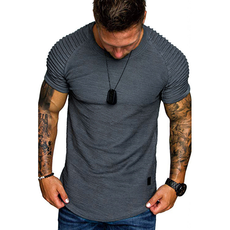 Herren modisches Rundhalsshirt mit strukturierter Schulterpartie Echoarchiv