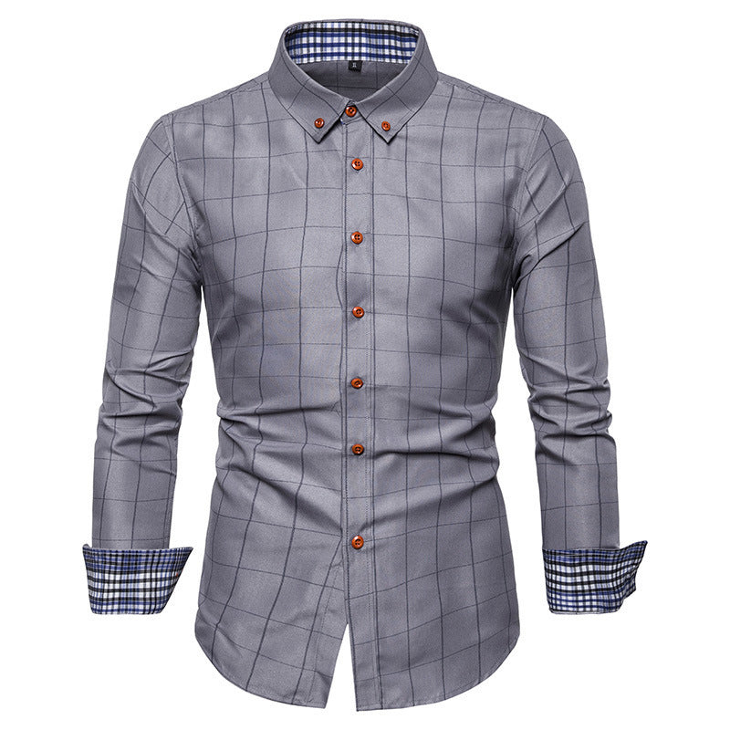 Herren nan tailliertes Businesshemd mit Button-Down-Kragen kariert und kontrastfutter Echo Archiv