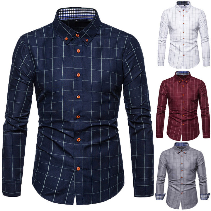 Herren nan tailliertes Businesshemd mit Button-Down-Kragen kariert und kontrastfutter Echo Archiv