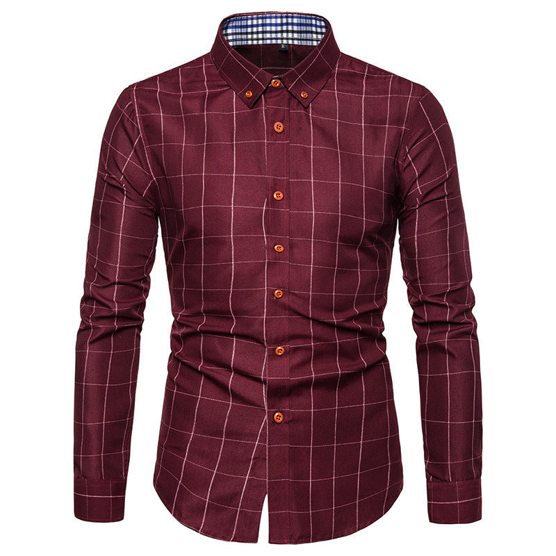 Herren nan tailliertes Businesshemd mit Button-Down-Kragen kariert und kontrastfutter Echo Archiv