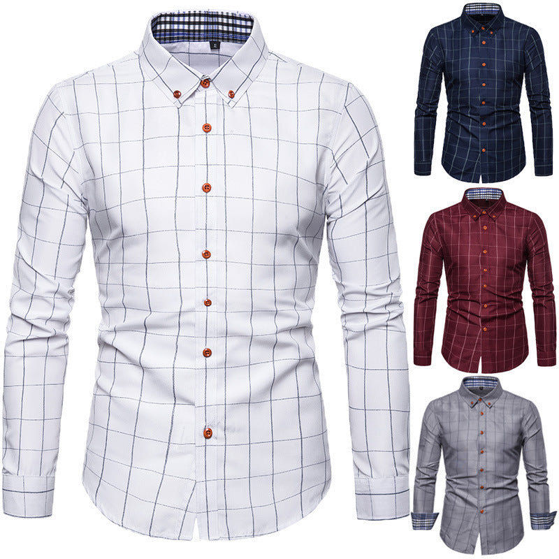Herren nan tailliertes Businesshemd mit Button-Down-Kragen kariert und kontrastfutter Echo Archiv