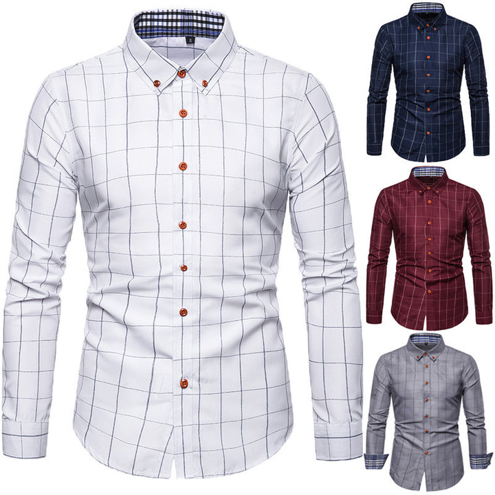 Herren nan tailliertes Businesshemd mit Button-Down-Kragen kariert und kontrastfutter Echo Archiv