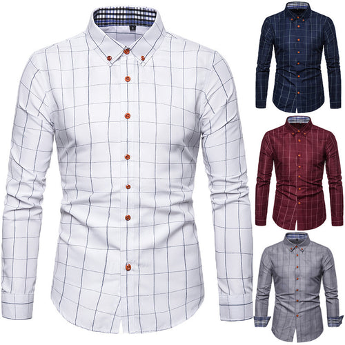 Herren nan tailliertes Businesshemd mit Button-Down-Kragen kariert und kontrastfutter Echo Archiv