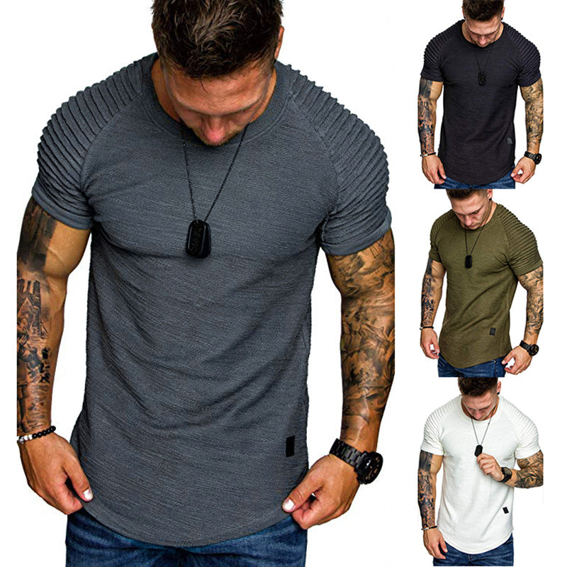 Herren modisches Rundhalsshirt mit strukturierter Schulterpartie Echoarchiv