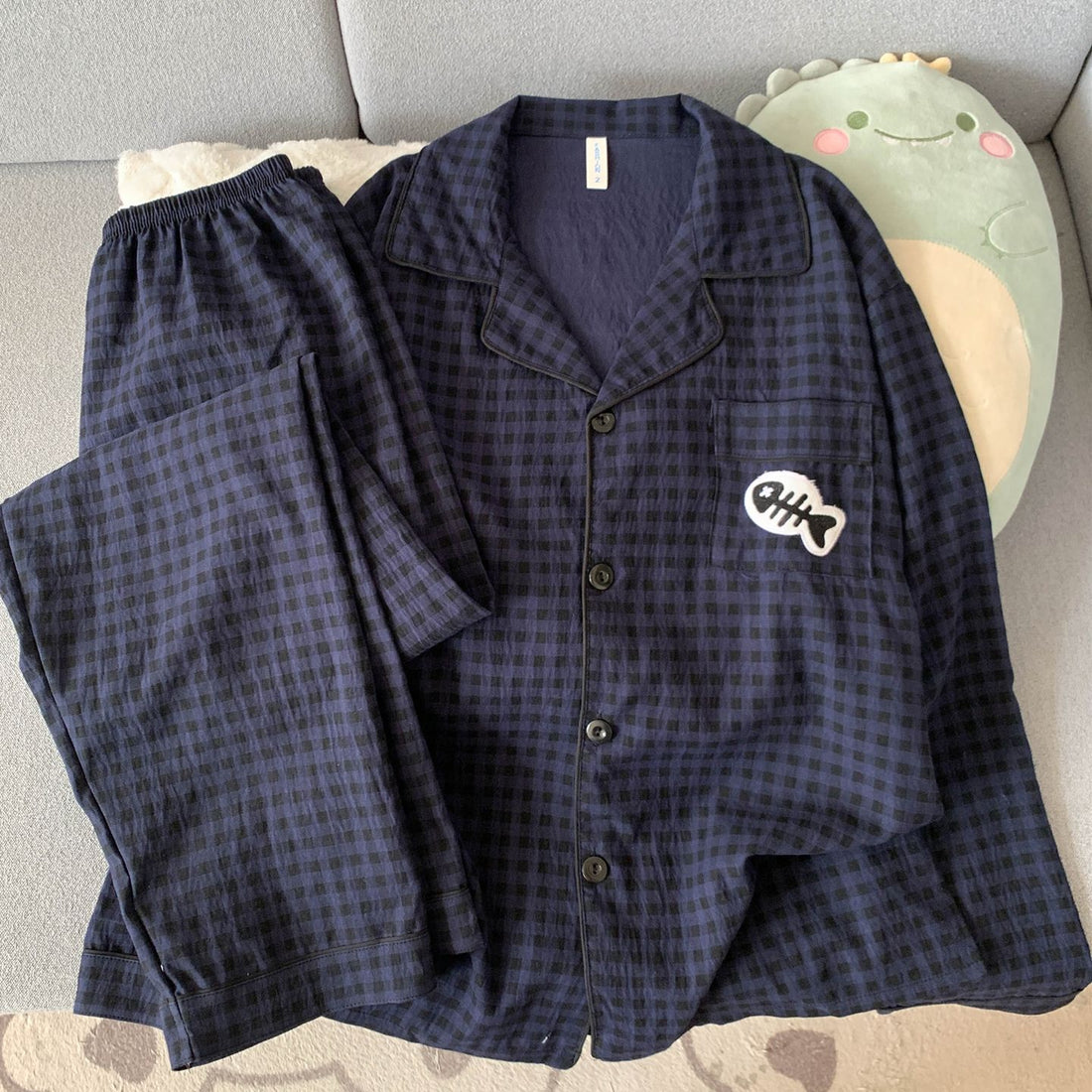 Herren-Pyjama-Set aus Baumwollmusselin, atmungsaktiv