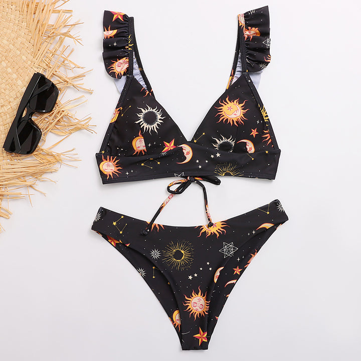 Damen Triangel-Bikini mit verstellbaren Trägern und auffälligem Galaxie-Design Echo Archiv
