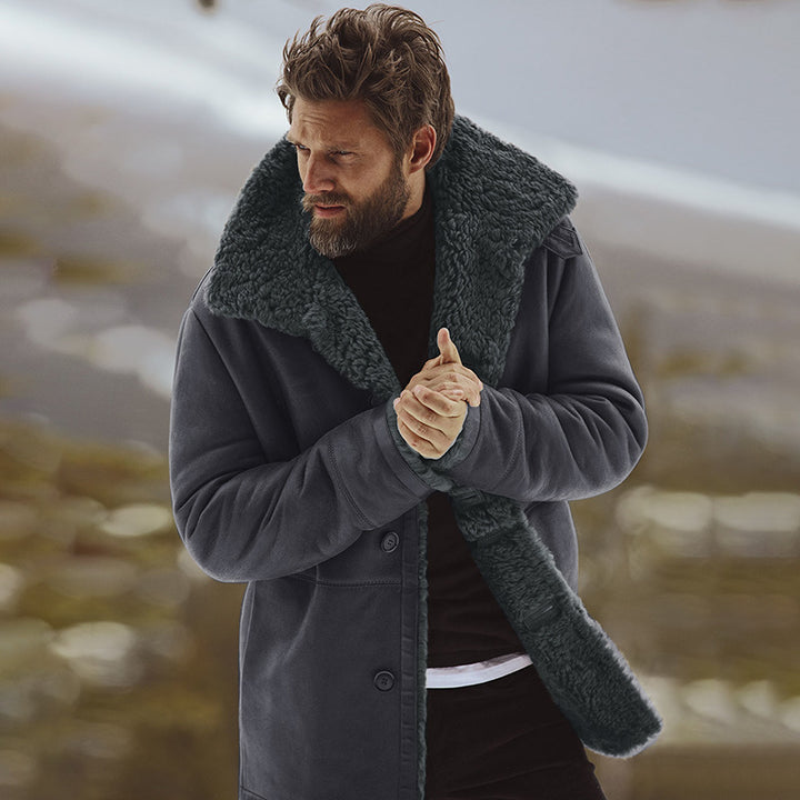 Herren lässiger Jacke mit weichem Kunstfellkragen Echoarchiv
