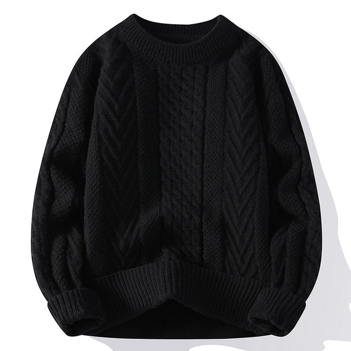 Grober Strickpullover mit Zopfmuster