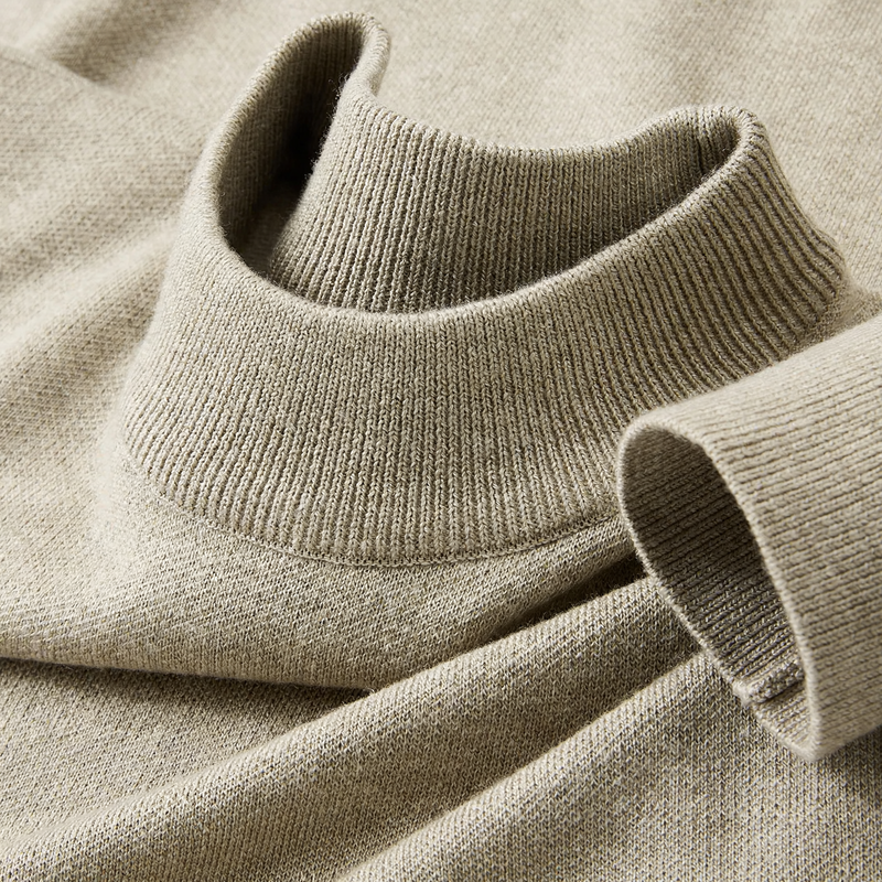 Herren-Wollpullover mit Stehkragen und Fleecefutter