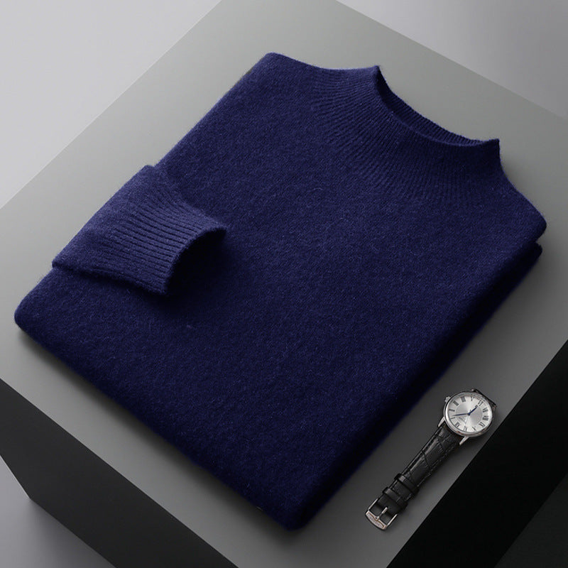 Herren-Wollpullover, Stehkragen, dünn