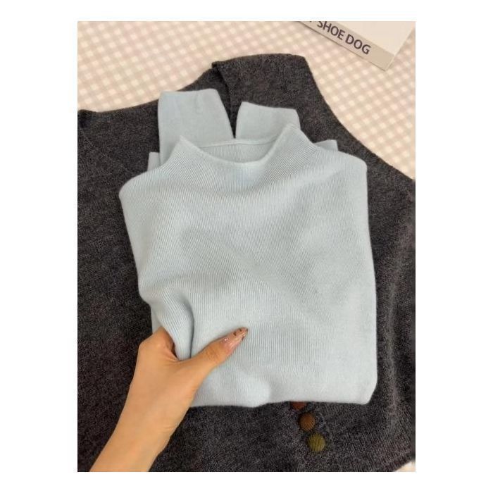 Damen-Strickpullover, Stehkragen, schlichtes Design