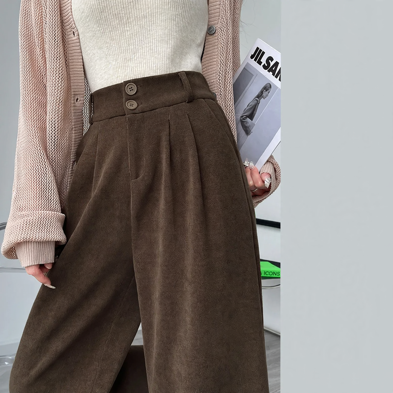 Kord-Anzughose für Damen, gefüttert, gerader Schnitt
