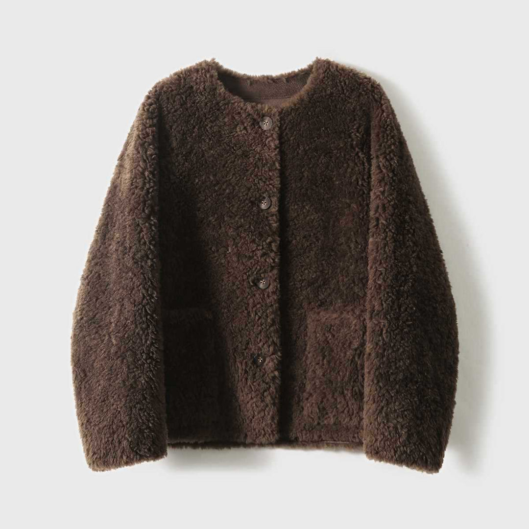Damen-Lammfellimitat-Mantel, Winter