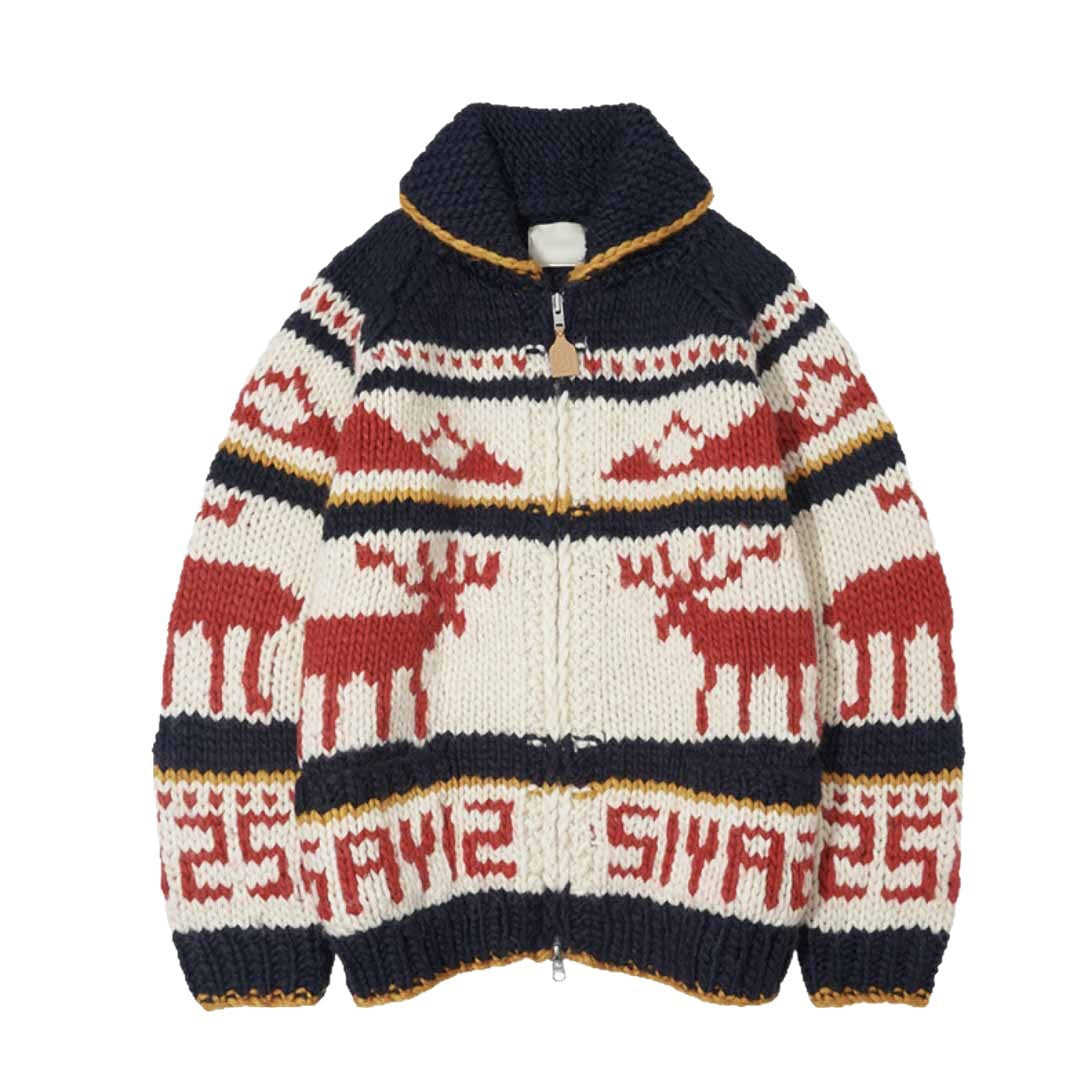 Damen Strickjacke im koreanischen Stil mit Rentier-Motiv