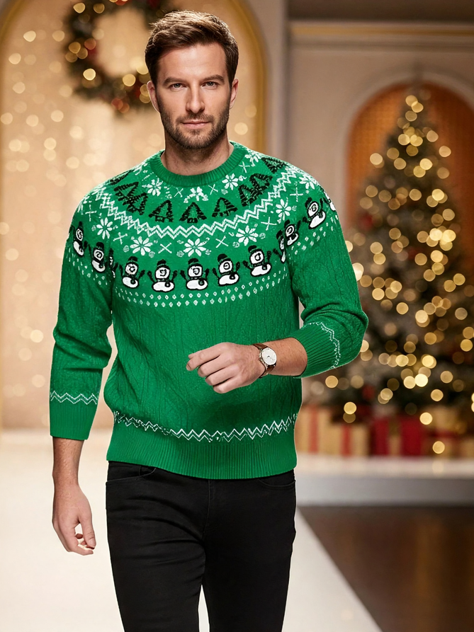 Retro-Weihnachtspullover mit Schneemann-Motiv