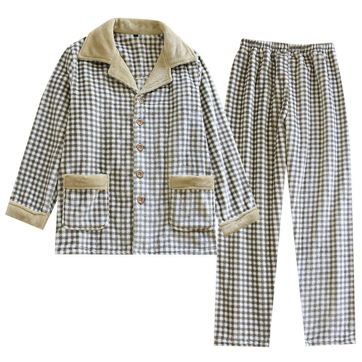 Warmer Flanell-Schlafanzug für Herren, gefüttert