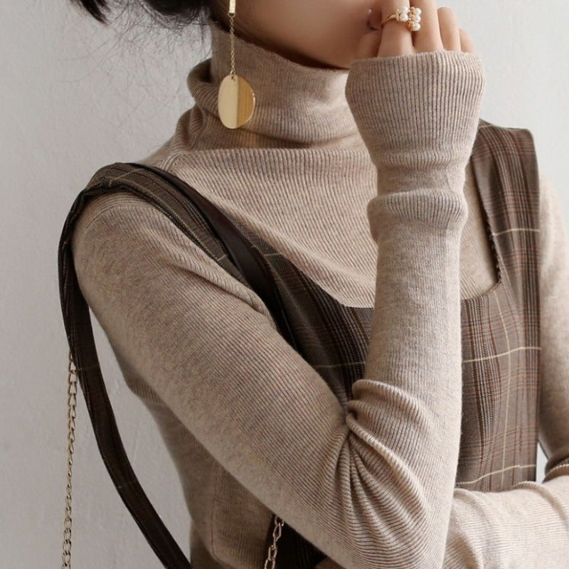 Damen-Rollkragenpullover, schmal geschnitten, Langarm