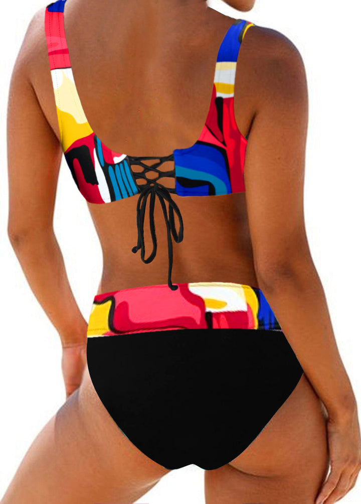 Damen Sportliches Bikini-Set mit verstellbaren Trägern und modischem Farbdesign Echo Archiv