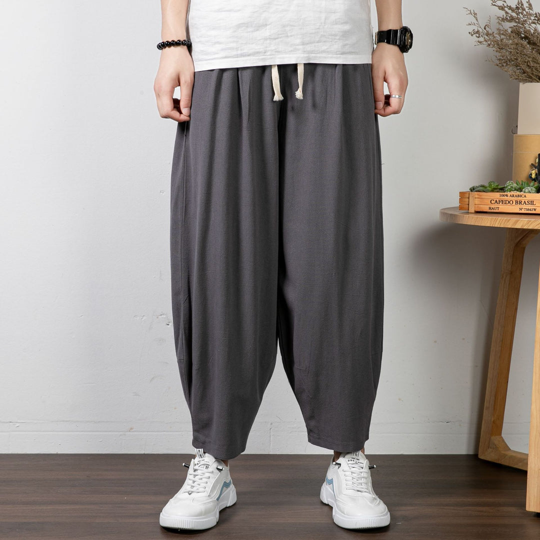 Herren Lässige Palazzo-Hose mit Kordelzug und konischem Knöchelabschluss Echoarchiv