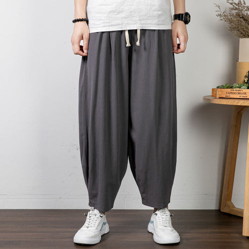 Herren Lässige Palazzo-Hose mit Kordelzug und konischem Knöchelabschluss Echoarchiv