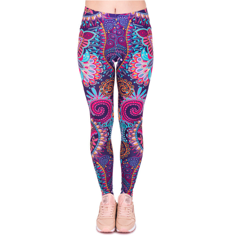 Damen Mandala-Ombre Leggings mit hohem Bund und formendem Stretch echoarchiv-