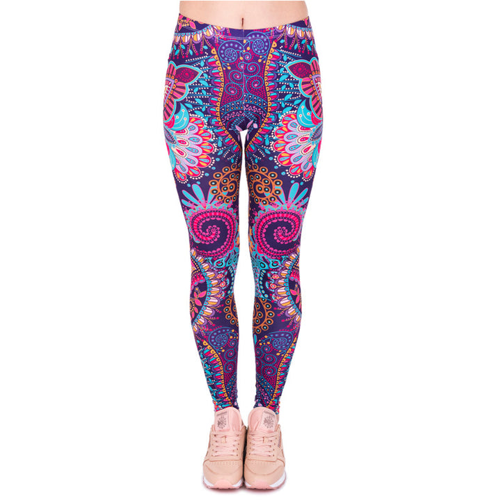 Damen Mandala-Ombre Leggings mit hohem Bund und formendem Stretch echoarchiv-